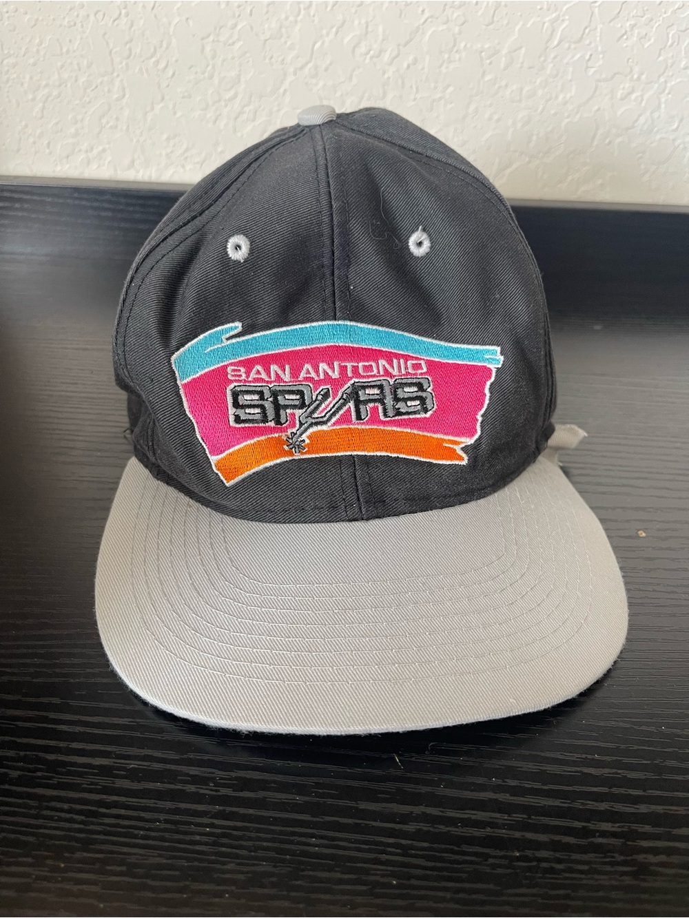 Pur Black and White Snapback Hat with Pink & Teal Accent